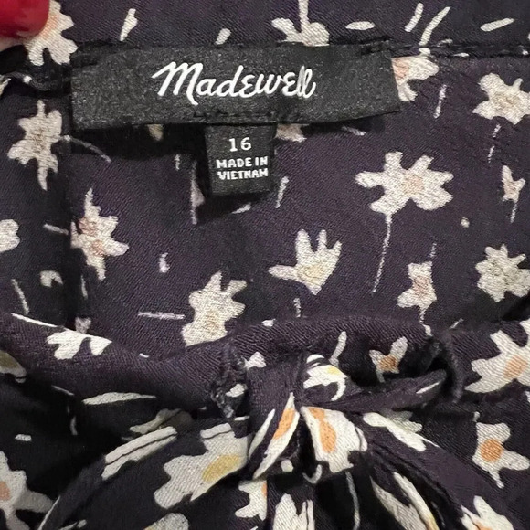 Madewell Drawstring Midi Slip Skirt Sweet Floral‎ Print Size 16 Navy Blue Comfy - Picture 6 of 10
